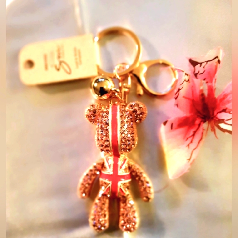 🧸💗NEW! rhinestone bear with flag decoration jewelry